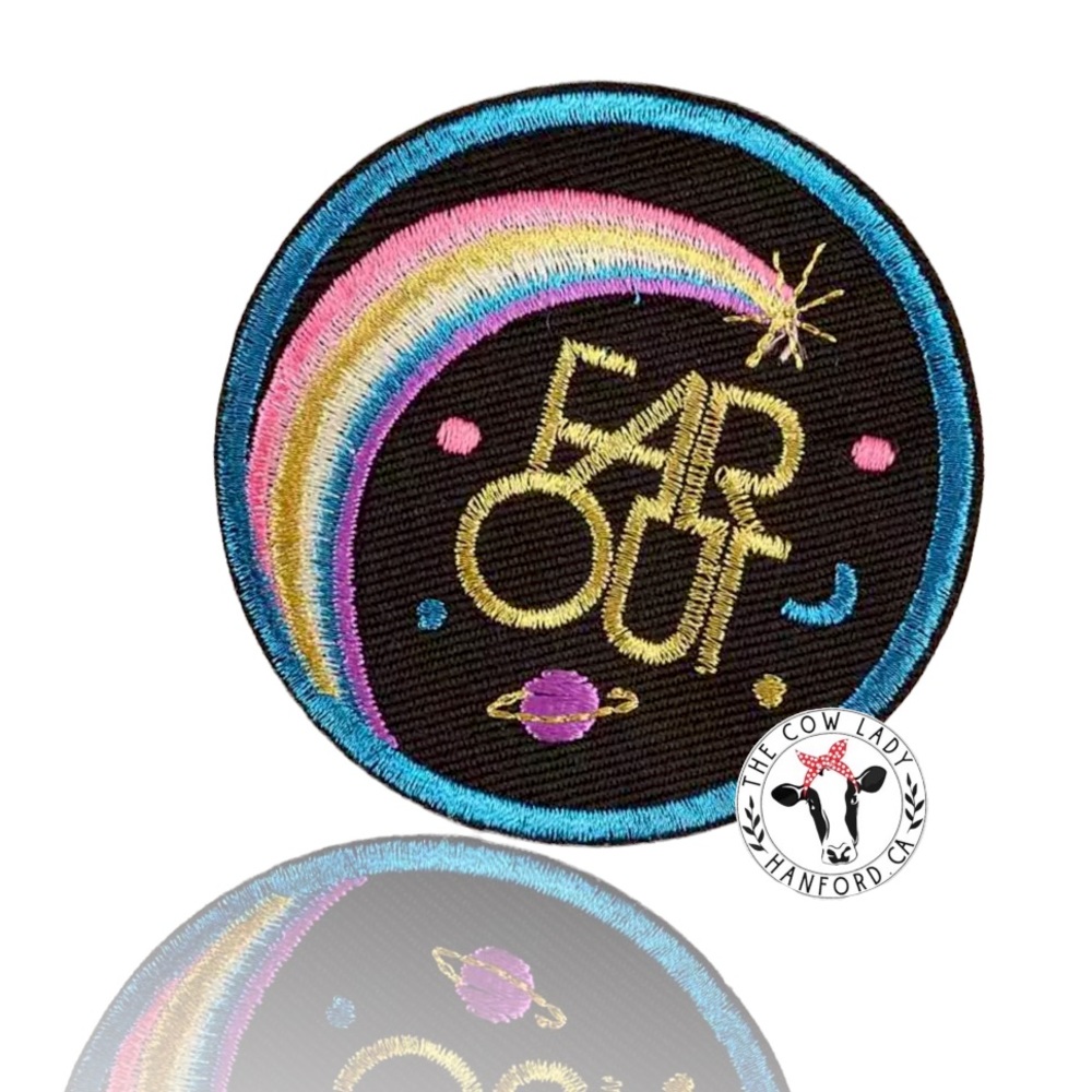 Circle Planet Iron On Patch Or Sew-On Patch Space Solar System Rainbow Far Out